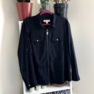 MICHAEL Michael Kors Black Zip-Up Shirt
